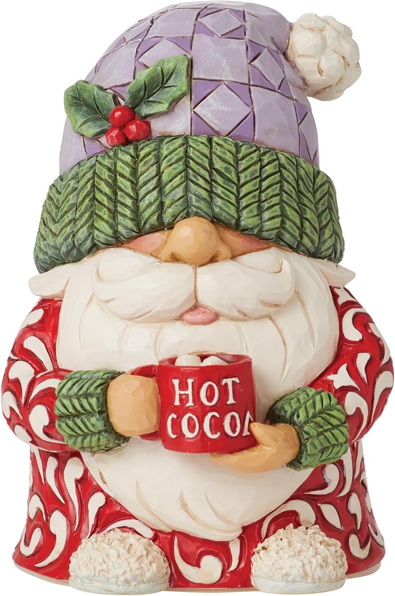 Enesco Jim Shore Heartwood Creek Gnome Drinking Hot Cocoa Figurine- Stone Resin Hand Painted Crafted Collectible Gnomes Mini Figurines Christmas Home Decor Statue, 4 Inch - Image 1