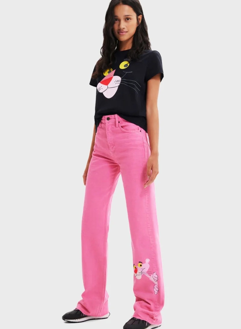 DESIGUAL High Waist Printed Jeans