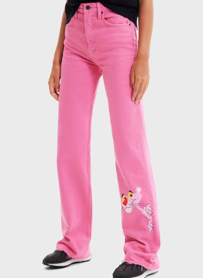 DESIGUAL High Waist Printed Jeans