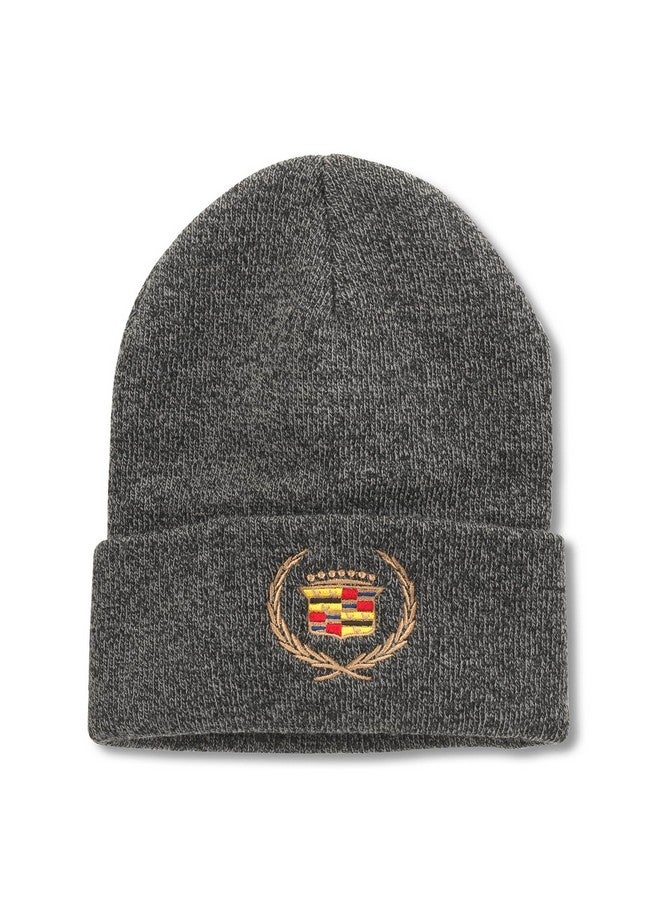 General Motors Cadillac Unisex Cuffed Beanie Warm Headwear Terrain Knit Collection Black Gold