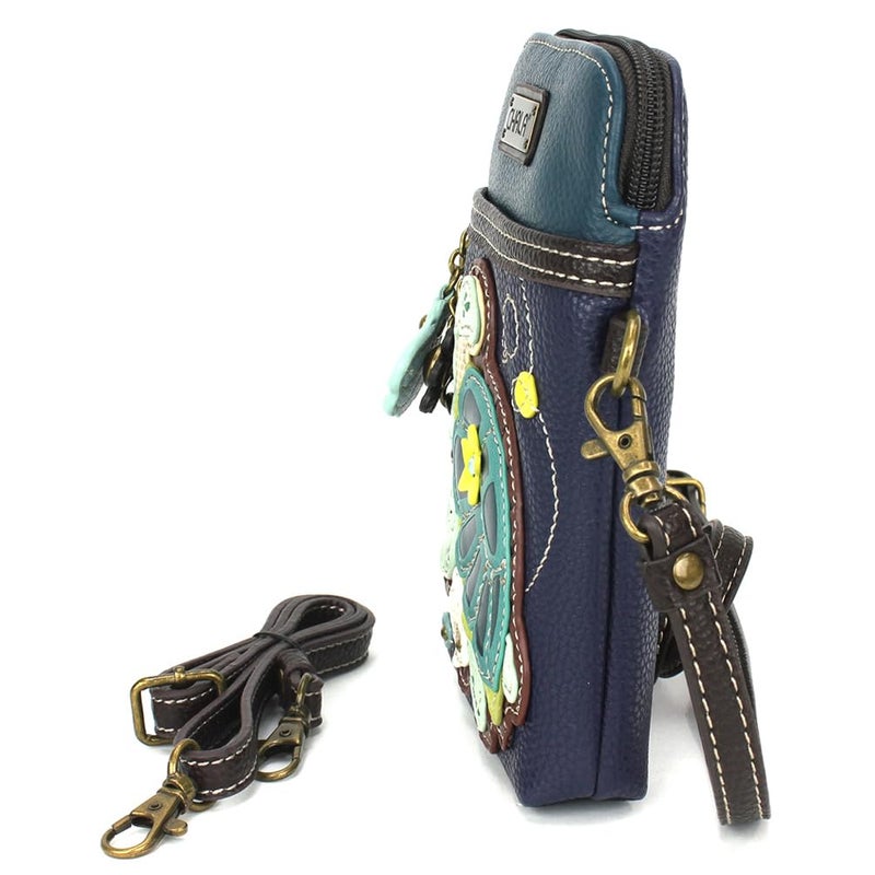 CHALA Ocean Collection Cell Phone Crossbody Purse-Women PU Leather/Canvas Multicolor Handbag with Adjustable Strap - Turtle A - navy - Image 3