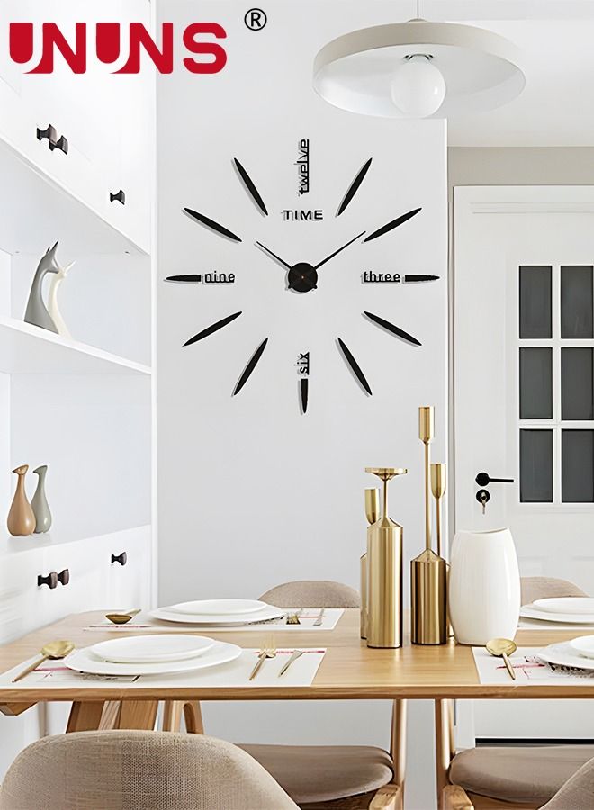 UNUNS DIY Wall Clock,3D Surface Mirror Wall Clock Modern Design Large Mute DIY Wall Watches Stickers For Living Room Bedroom Home Decor - Image 2