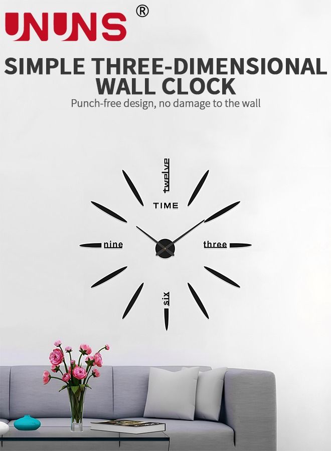 UNUNS DIY Wall Clock,3D Surface Mirror Wall Clock Modern Design Large Mute DIY Wall Watches Stickers For Living Room Bedroom Home Decor - Image 3