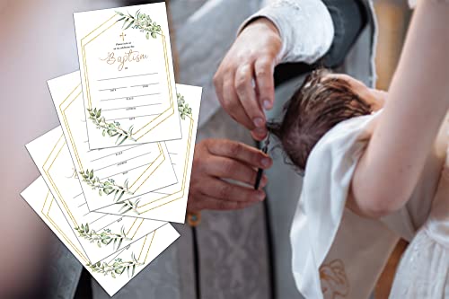 Tedea Baptism Invitations, Watercolor Greenery Floral Baptism Invitations with Envelopes, 25 Invitation Cards With 25 Envelopes, Christening, Baby Dedication, Religious Celebration Invitation Cards (A03) - Image 5
