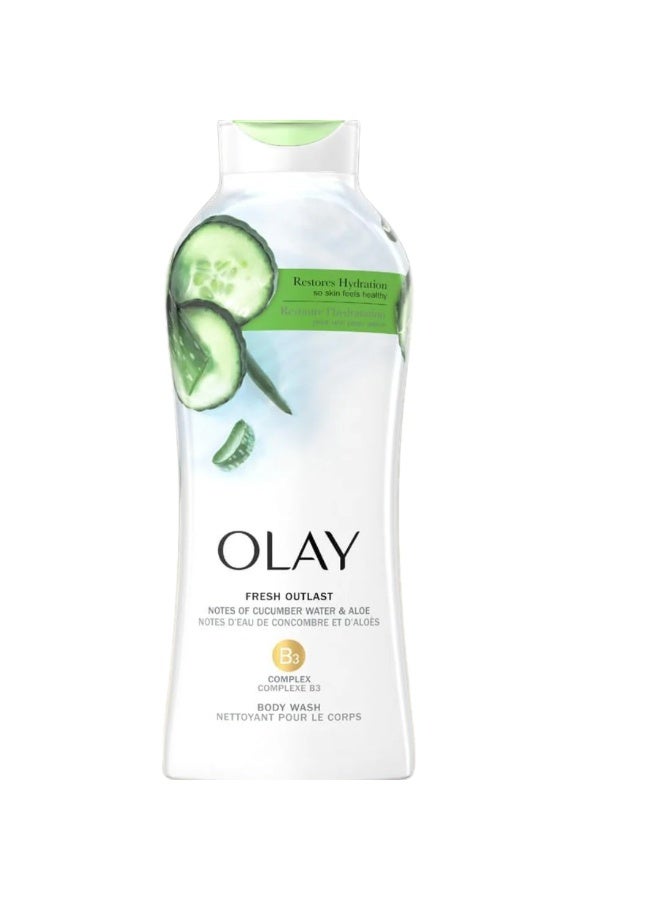 Olay Fresh Outlast Cucumber and Aloe Body Wash for Women, 23.6 fl. oz - Image 1