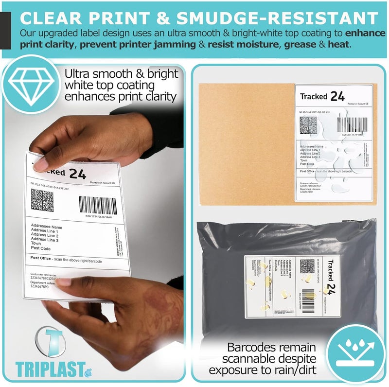 Triplast 500 x White Fanfold Thermal Printer Labels (4x6 inch / 102x152mm) - Thermal Labels for Printing All Courier Shipping Labels - Compatible with Thermal Transfer & Direct Thermal Printers - Image 4