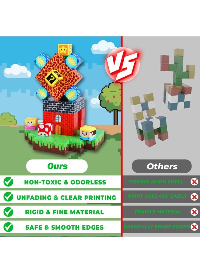 XiuWoo Magnetic Blocks 150 PCS Build Adventure Game Castle World Set Magnetic Building Cubes Stacking, STEM Montessori Sensory Toys for Kids Boys Girls Ages 3 -10 Eater Birthday Gifts - Image 4