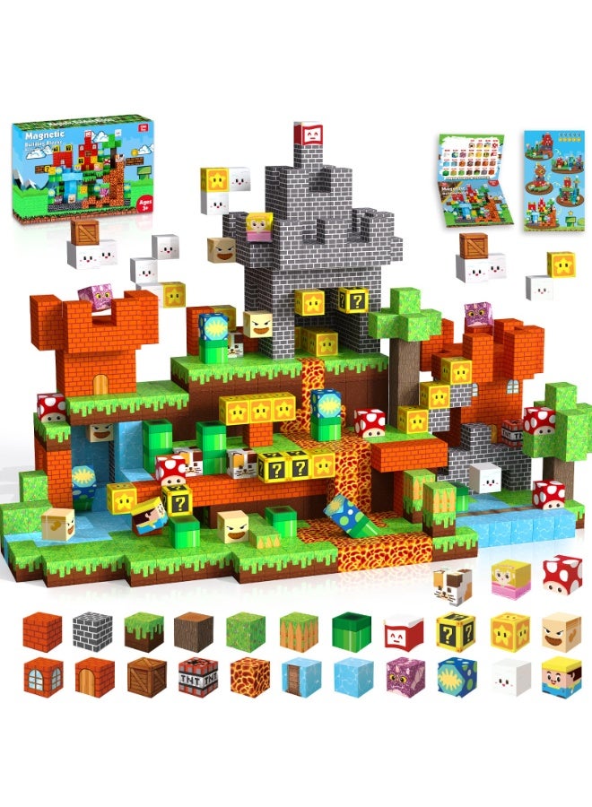 XiuWoo Magnetic Blocks 150 PCS Build Adventure Game Castle World Set Magnetic Building Cubes Stacking, STEM Montessori Sensory Toys for Kids Boys Girls Ages 3 -10 Eater Birthday Gifts - Image 1