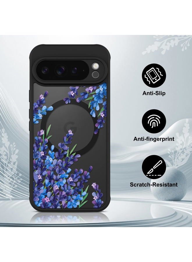 OOK Case for Google Pixel 9 Pro XL 6.8 Inch (Compatible with MagSafe) Lavender Purple Floral Flowers Translucent Phone Cover Soft TPU + Hard PC Anti-Scratch Shockproof Magnetic Cute Case for Women - Image 5