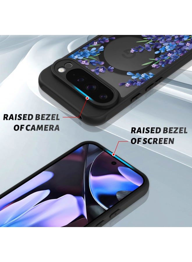 OOK Case for Google Pixel 9 Pro XL 6.8 Inch (Compatible with MagSafe) Lavender Purple Floral Flowers Translucent Phone Cover Soft TPU + Hard PC Anti-Scratch Shockproof Magnetic Cute Case for Women - Image 3