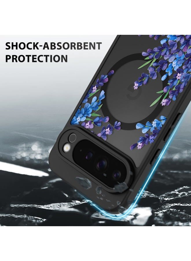 OOK Case for Google Pixel 9 Pro XL 6.8 Inch (Compatible with MagSafe) Lavender Purple Floral Flowers Translucent Phone Cover Soft TPU + Hard PC Anti-Scratch Shockproof Magnetic Cute Case for Women - Image 4
