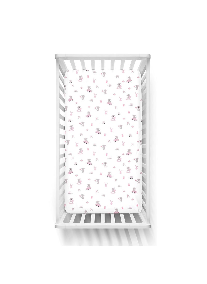 The White Cradle The White Cradle Flat Bed Sheet for Baby Cot Mattress Pure Organic Cotton Extra Large Super Soft Smooth Absorbent Breathable Twill Fabric for Infants Newborns Pink Koala  - Image 4