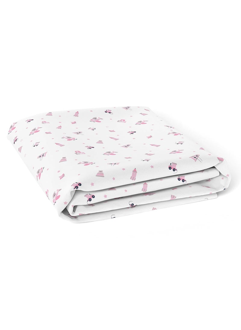 The White Cradle The White Cradle Flat Bed Sheet for Baby Cot Mattress Pure Organic Cotton Extra Large Super Soft Smooth Absorbent Breathable Twill Fabric for Infants Newborns Pink Koala  - Image 2