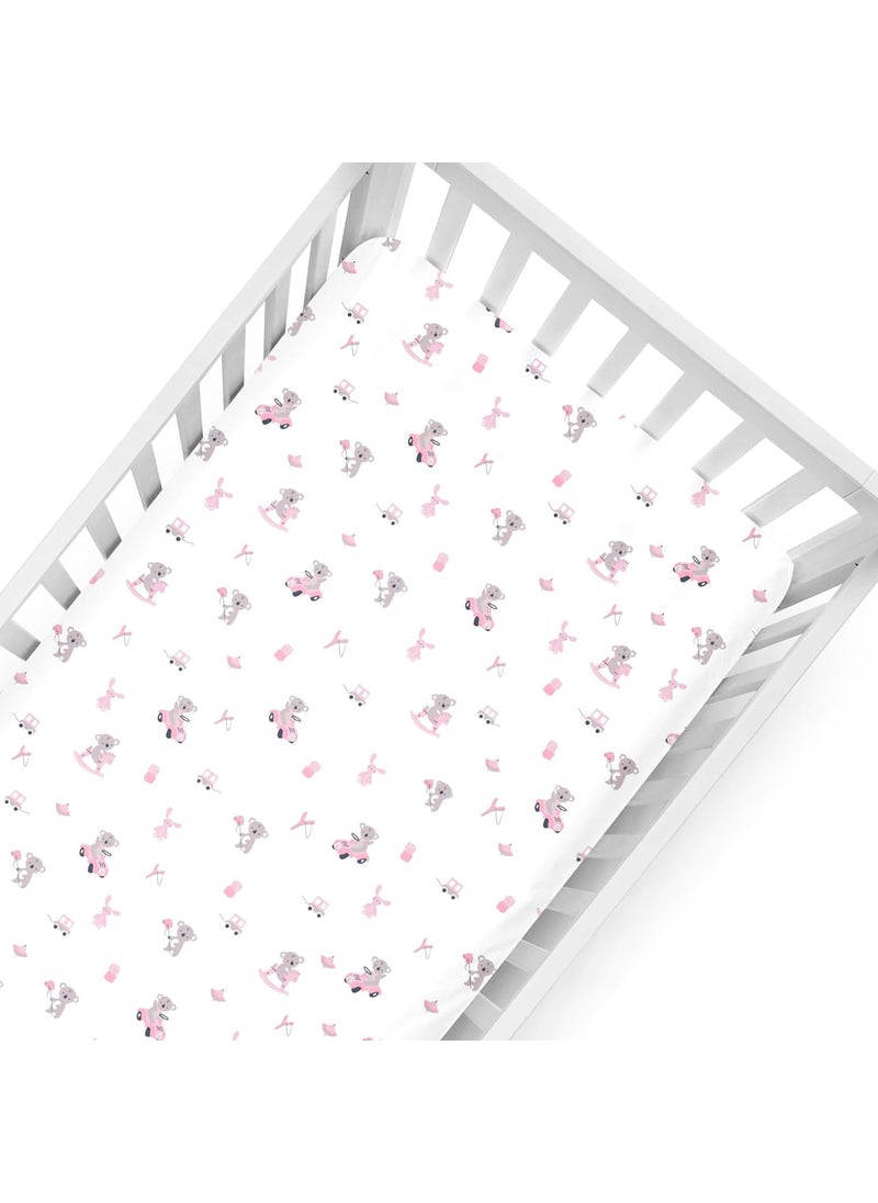 The White Cradle The White Cradle Flat Bed Sheet for Baby Cot Mattress Pure Organic Cotton Extra Large Super Soft Smooth Absorbent Breathable Twill Fabric for Infants Newborns Pink Koala  - Image 5