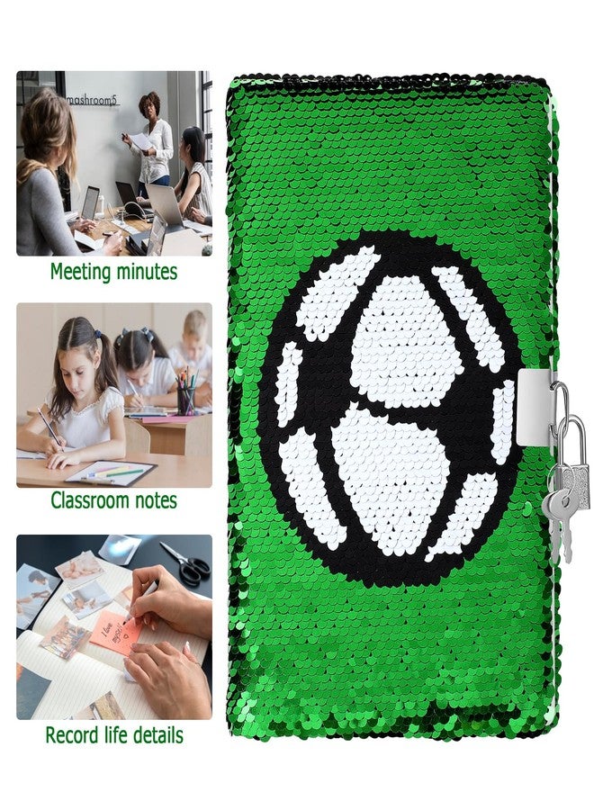 IMIKEYA Kids Diary With Lock: Football Diary Journals for Girls Boys Sequins Notebook Journal for Kids Girl with Lock and Keys Secret Boys s Notebook for s Birthday - Image 2