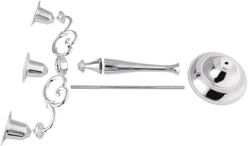 klarako 3 Arm Candel Holder, Metal Candelabra Candel Stick Stand Home Decoration Centerpiece for Wedding Dinning Table Party Banquet Christmas - Silver - Image 4