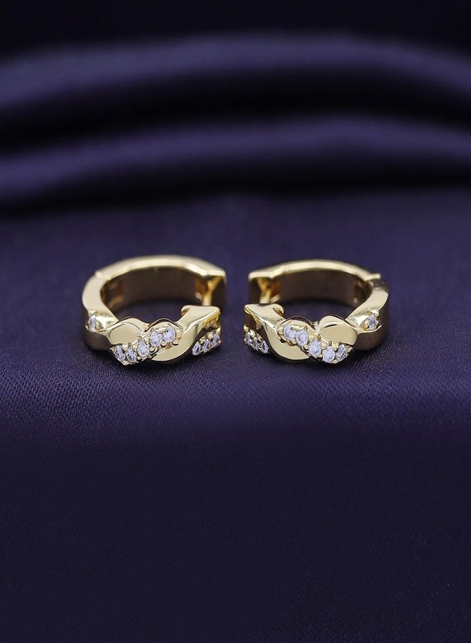 SAVEARTH DIAMONDS 18k Yellow Gold Plated Twisted Hoop Earrings | 1/10 Carat (ctw) Moissanite Diamond Hoop Earriings For Women | Jewelry Gifts For Her (0.10 Cttw) - Image 3