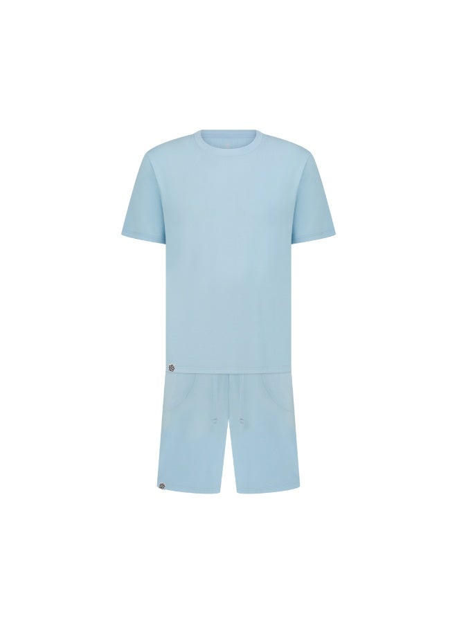 Men's short-sleeved sleepwear - sky blue - Image 1