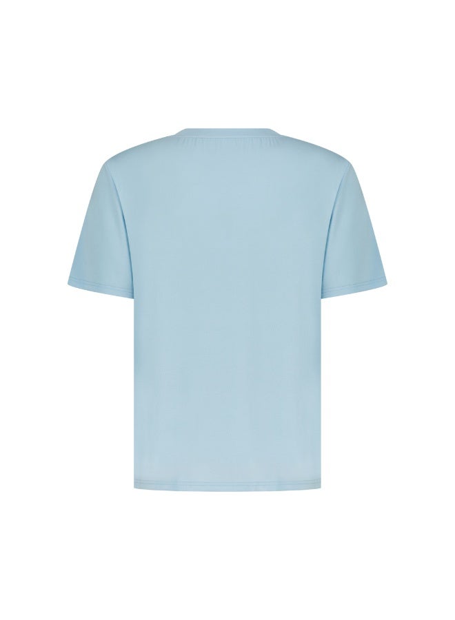 Men's short-sleeved sleepwear - sky blue - Image 2