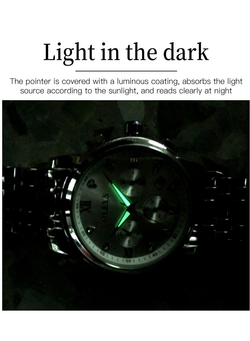 أوليفز Men's Watch Multi Color Business Stainless Steel Waterproof Luminous Quartz Watch Luxury Leisure Date Simulation Original Bowl Watch - Image 5