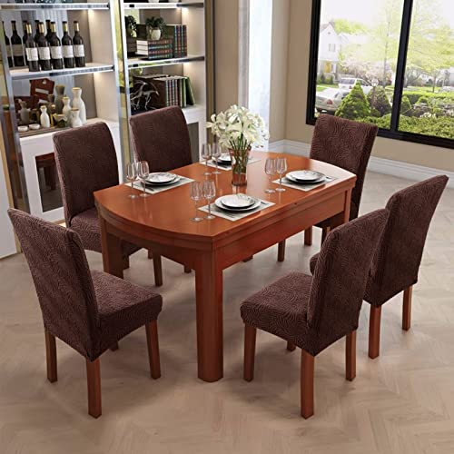 YUEANG Dining Chair Covers, Chair Covers for Dining Room Stretch Parsons Chair Slipcover, for Dining Room Kitchen Chair Protector Cover, Removable, Washable (Chocolate, 4 Pack) - Image 2