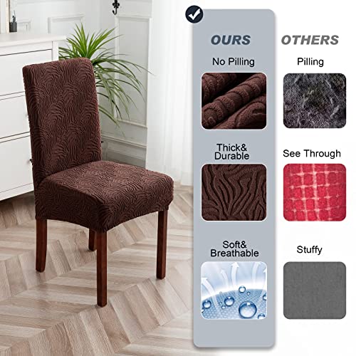 YUEANG Dining Chair Covers, Chair Covers for Dining Room Stretch Parsons Chair Slipcover, for Dining Room Kitchen Chair Protector Cover, Removable, Washable (Chocolate, 4 Pack) - Image 3