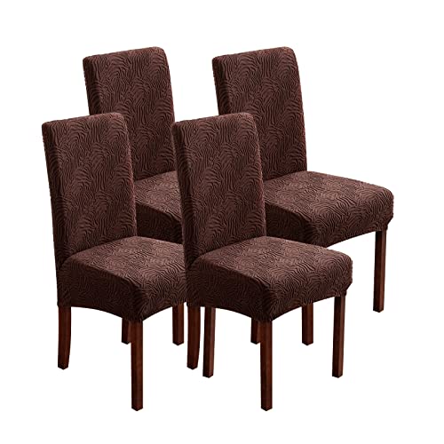 YUEANG Dining Chair Covers, Chair Covers for Dining Room Stretch Parsons Chair Slipcover, for Dining Room Kitchen Chair Protector Cover, Removable, Washable (Chocolate, 4 Pack) - Image 1