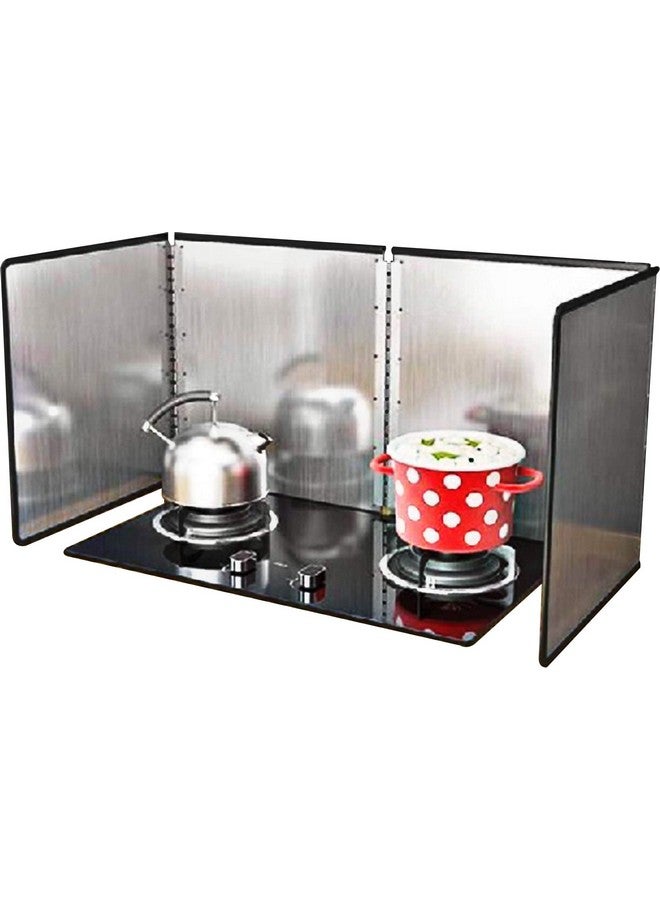 Milad MILAD Stainless Steel Oil Baffle Splatter Shield Guard for Kitchen(76 L x 38 W x 38 H CM's, 4 fold)  - Image 1