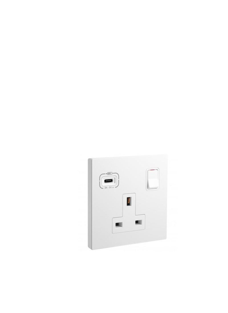 Legrand Universal Switch Socket 1Gang + USB C-Type Galion White