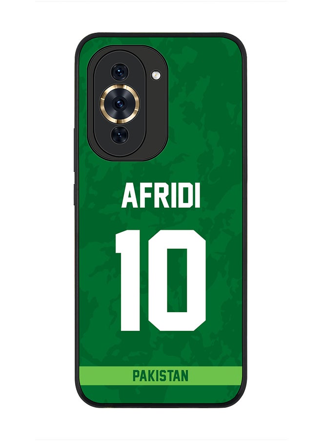 Stylizedd - Cover for Huawei nova 10 4G Case , Rugged Black Slim fit Soft Flexible Thin Protective Phone Cases - Player Name - AFRIDI, Jersey Number- 10 - Image 1