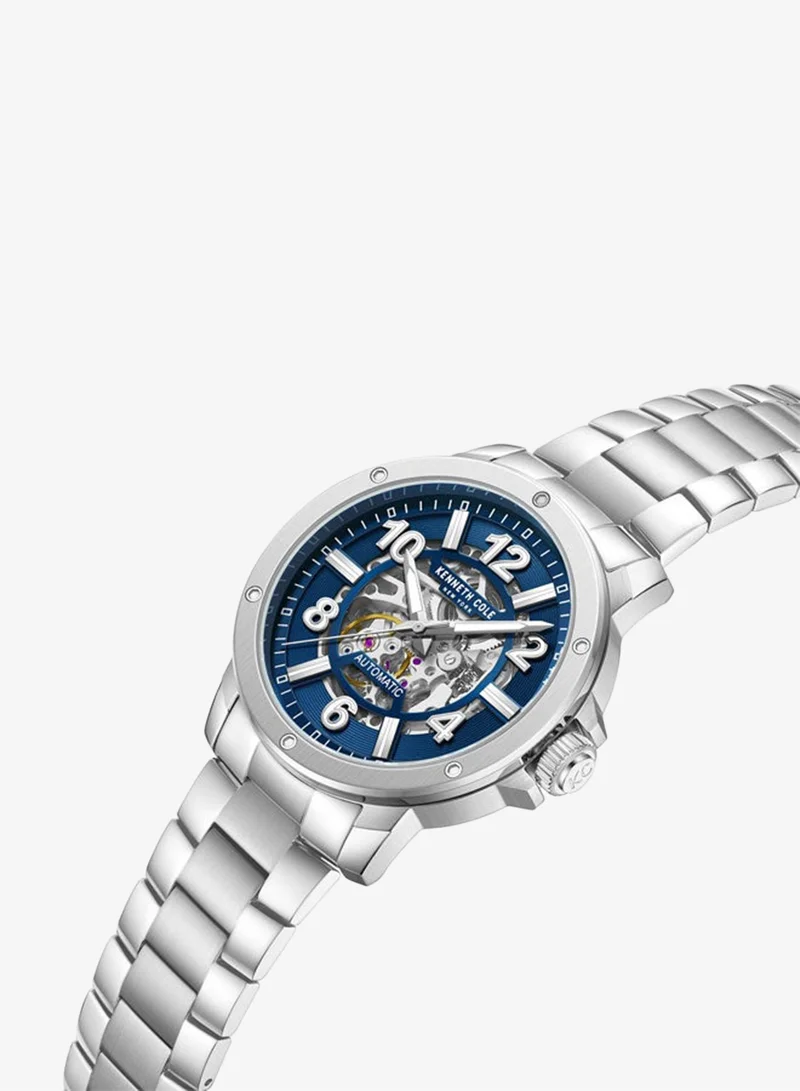 Kenneth Cole New York Kenneth Cole New York 44mm Automatic Men's Watch with Blue Dial & Stainless Steel Bracelet