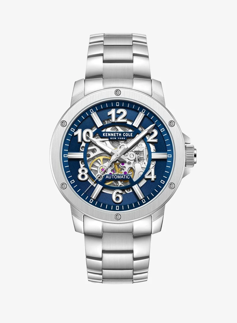 Kenneth Cole New York Kenneth Cole New York 44mm Automatic Men's Watch with Blue Dial & Stainless Steel Bracelet