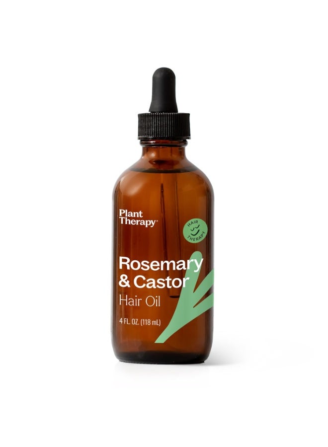 Plant Therapy زيت إكليل الجبل وزيت الخروع من بلانت ثيرابي - 4 أونصات علاج للشعر للنمو، اللمعان، النعومة، فروة رأس صحية وقناع للشعر - Image 1