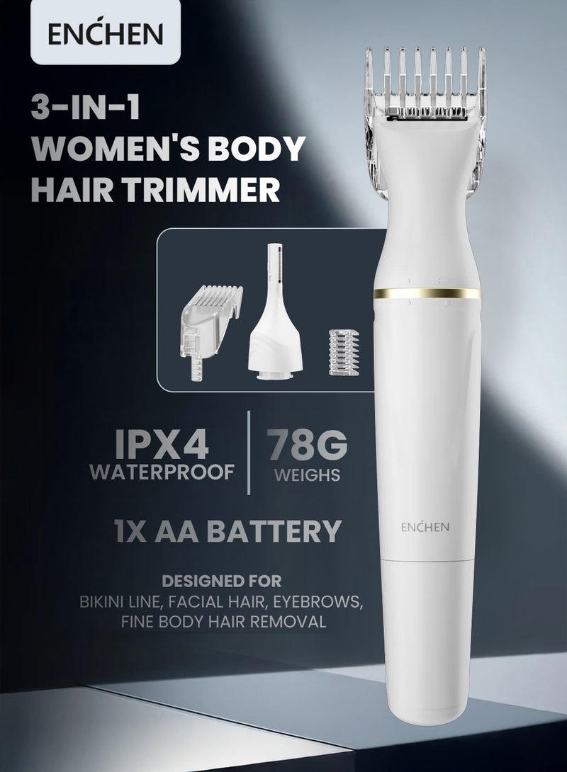 ENCHEN Facial Hair Remover & Eyebrow Trimmer for Women , 3-in-1 – Bikini, Face & Eyebrow Grooming, Waterproof, Battery-Powered, Safe & Gentle Precision Trimming - Image 1