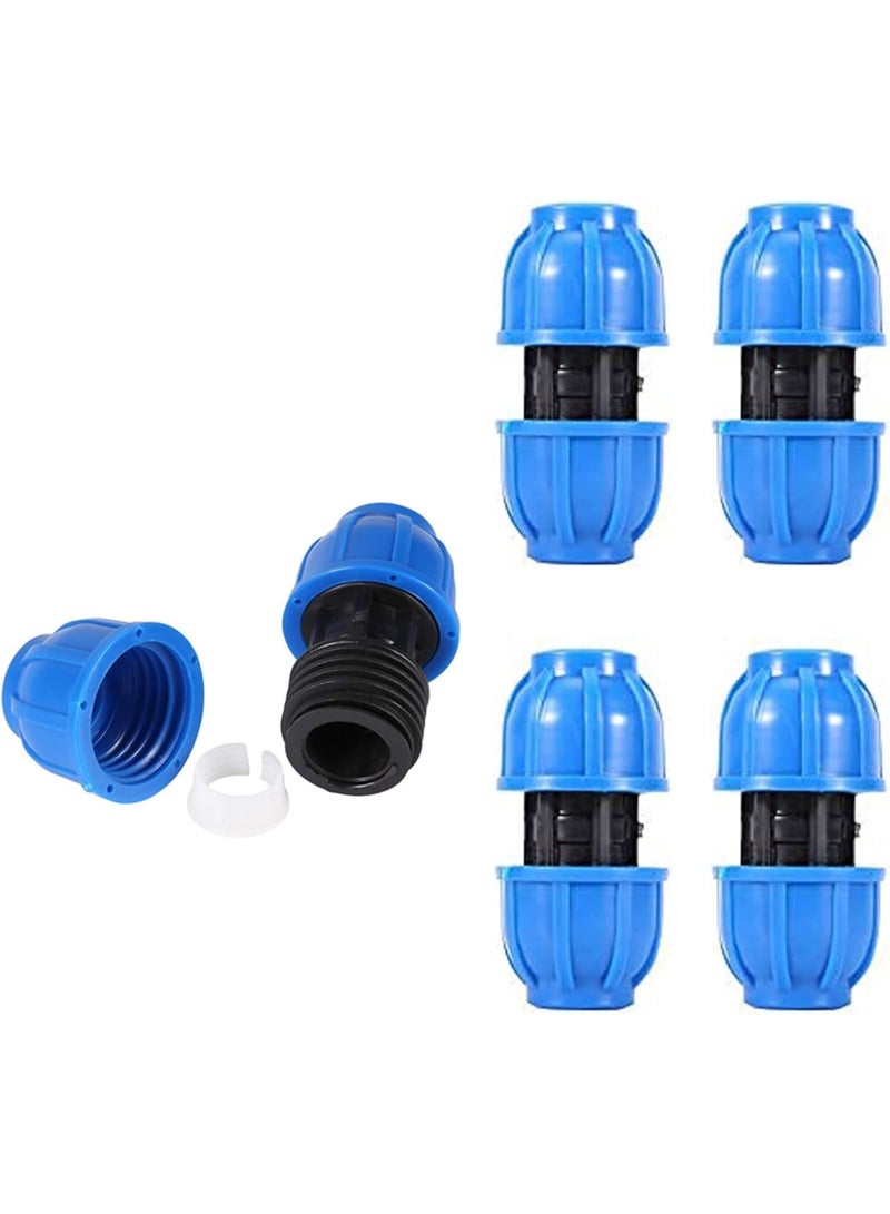 SOLARAE Water Pipe Connector, 5Pcs PE Plastic 20mm to 20mm Straight Pipe Connection Adapter, Quick Connect Hose End Connector Kit for Water Gun and Pipe - Image 1
