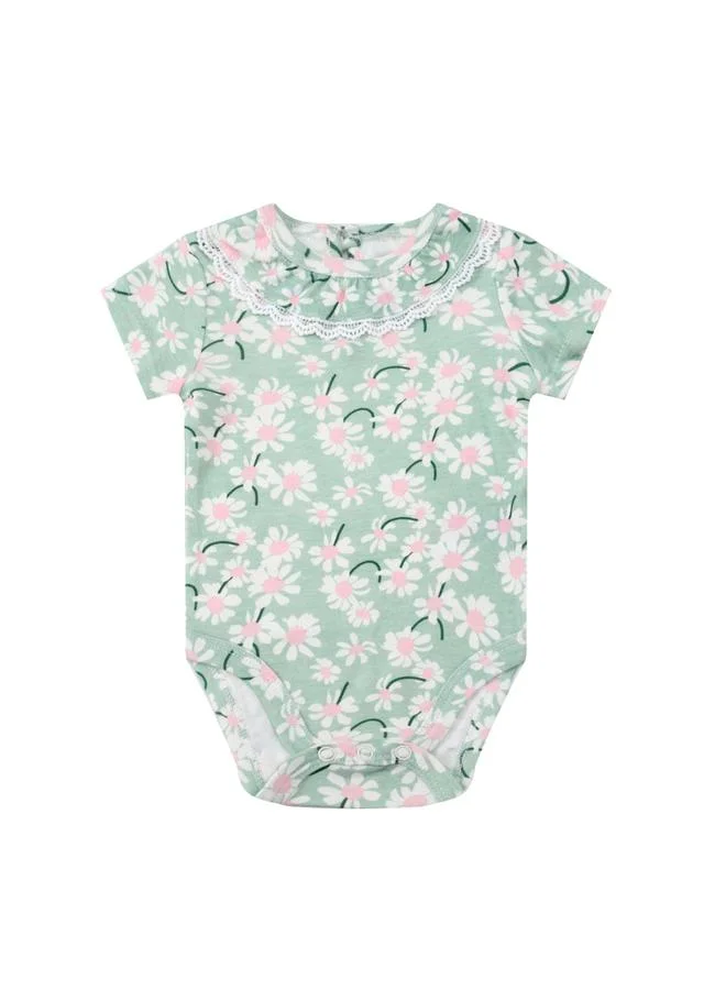 Luna & Lily 3-Piece Lace Trim Bodysuit, Ribbed Leggings and Headband Set