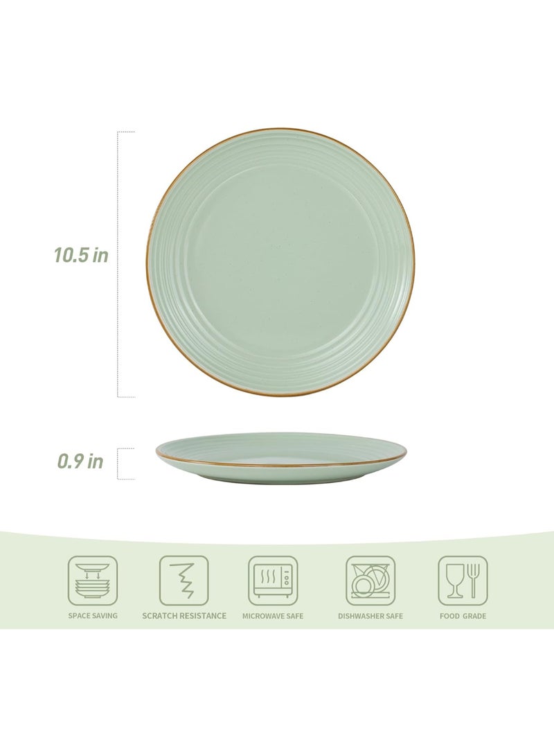 Famiware Jupiter 6 Piece Stoneware Dinner Plates in 10.25 inches, Scratch Resistant, Microwave & Dishwasher Safe, Light Green - Image 4
