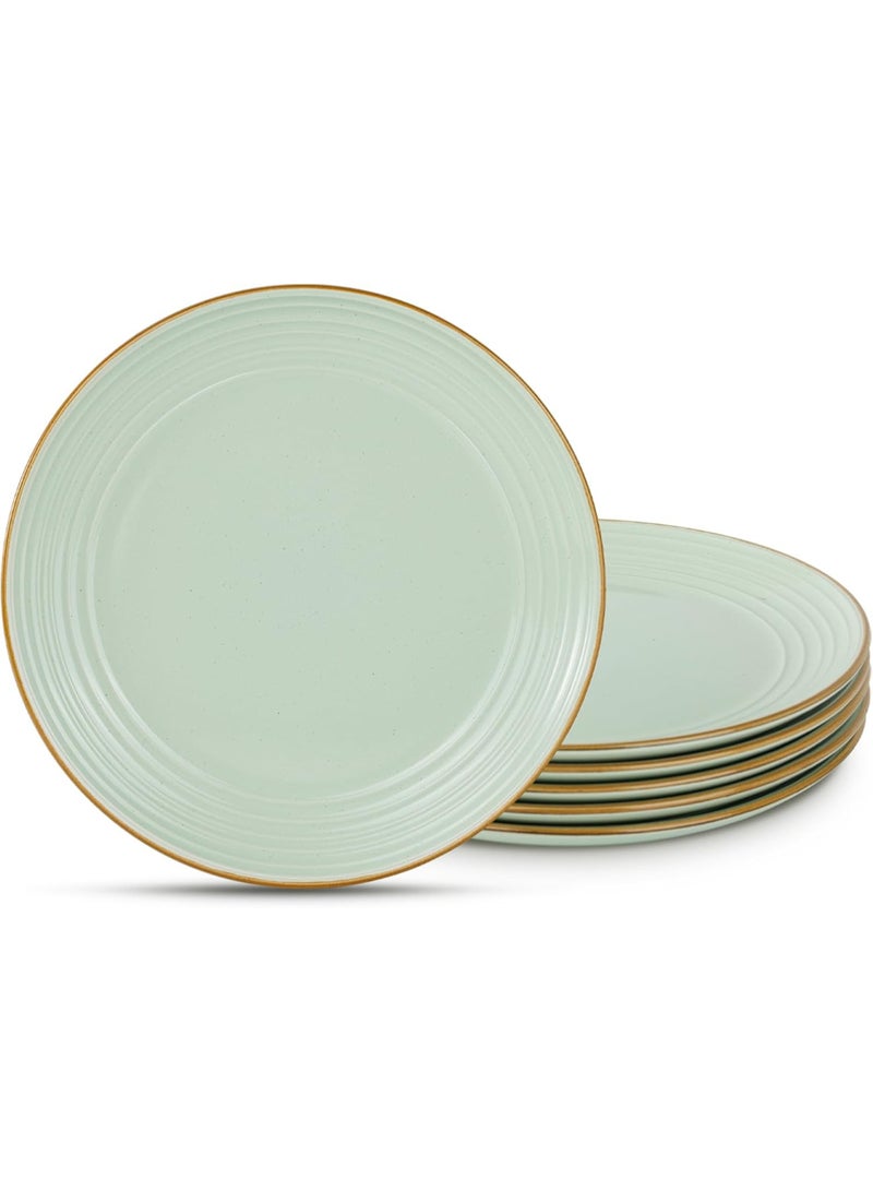 Famiware Jupiter 6 Piece Stoneware Dinner Plates in 10.25 inches, Scratch Resistant, Microwave & Dishwasher Safe, Light Green - Image 1
