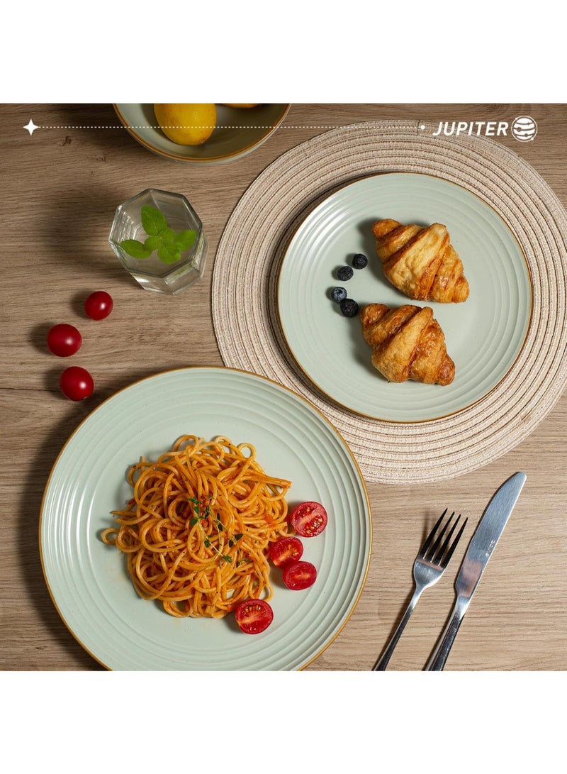 Famiware Jupiter 6 Piece Stoneware Dinner Plates in 10.25 inches, Scratch Resistant, Microwave & Dishwasher Safe, Light Green - Image 2
