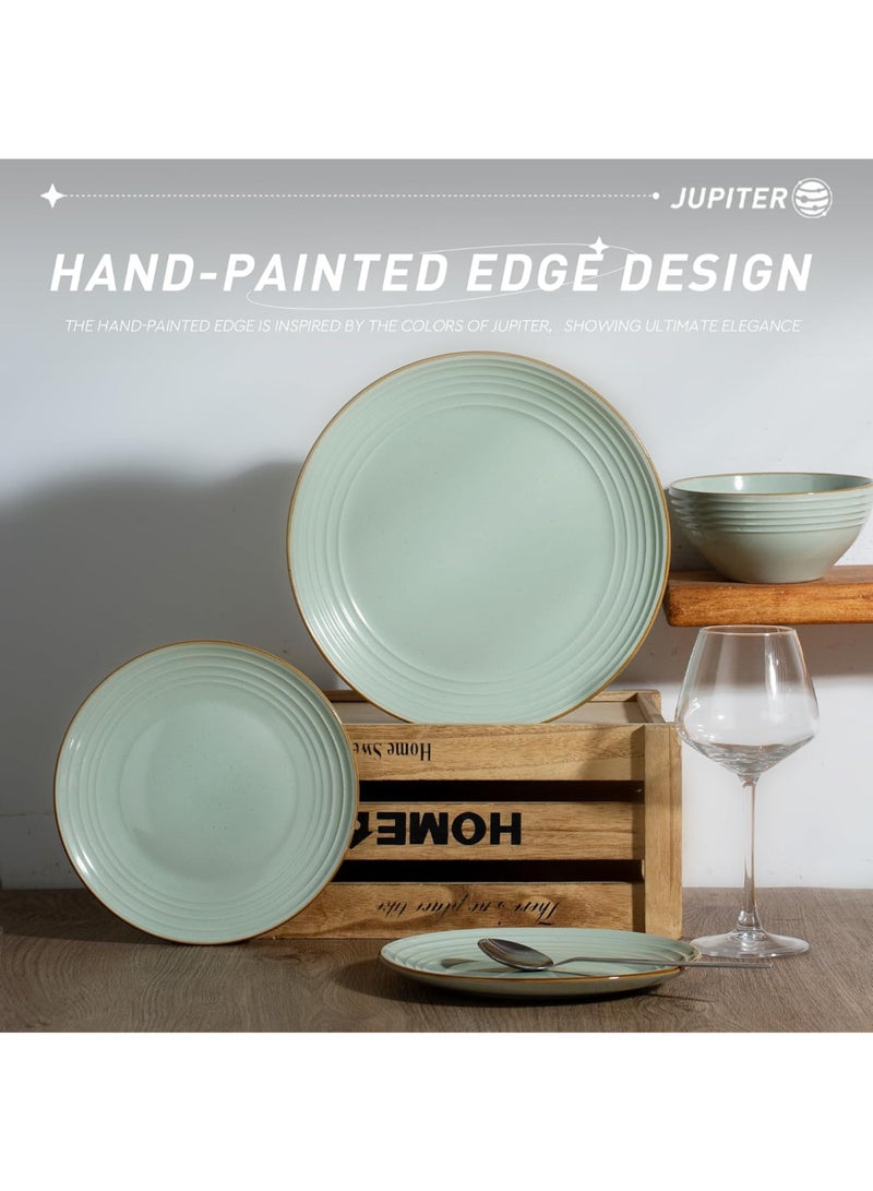 Famiware Jupiter 6 Piece Stoneware Dinner Plates in 10.25 inches, Scratch Resistant, Microwave & Dishwasher Safe, Light Green - Image 5