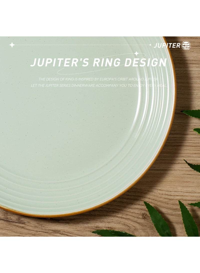 Famiware Jupiter 6 Piece Stoneware Dinner Plates in 10.25 inches, Scratch Resistant, Microwave & Dishwasher Safe, Light Green - Image 3