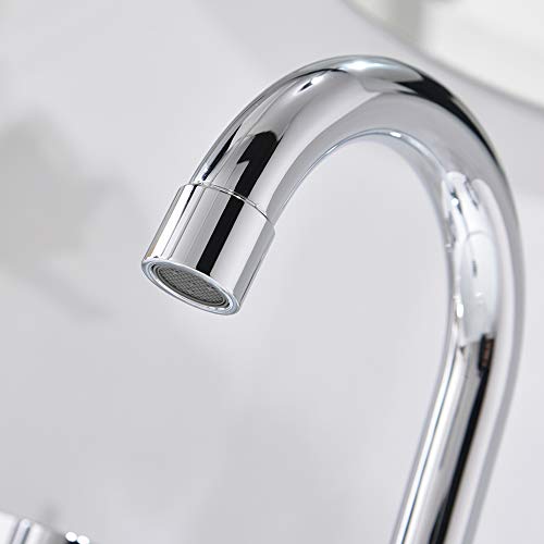 Phiestina Widespread Bathroom Sink Faucet, 3 Hole 8 Inch Chrome Finish, Modern Vanity Faucet with Metal Pop Up Drain, WF015-1-C - Image 4