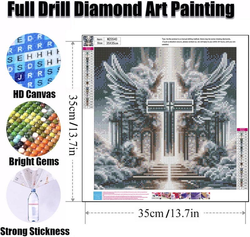 Ekuxom Cross Diamond Art Painting Kits for Adults, Glow Christian Diamond Art Kits, Full Round Religious Diamond Art Paint by Diamond Dots Wall Art Decor 14x14 in - Image 2