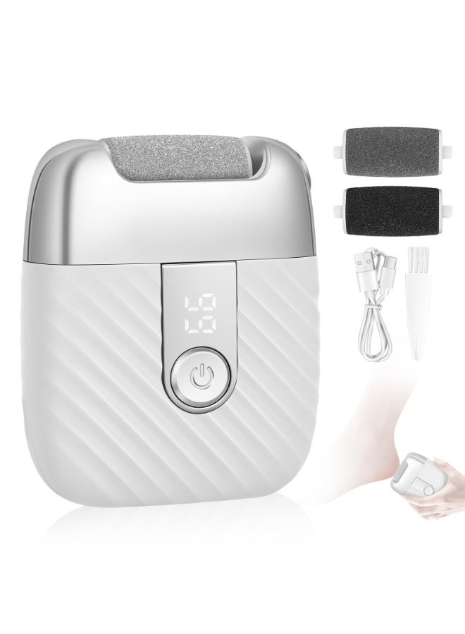 Dark Horse Electric Foot File With 2 Speeds And LED Display, Rechargeable Callus Remover With 3 Shaving Heads (Coarse/Medium/fine), Pedicure Tool For Smoothing And Polishing Hard Skin On Feet (White). - Image 1