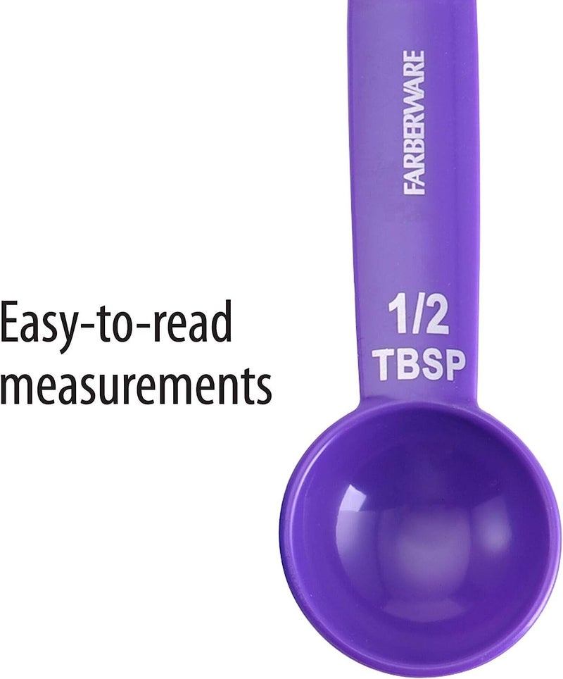 Farberware Set of 5 Measuring Spoons, Perfect for Measuring Both Wet and Dry Indgredients, Includes Detachable Ring for Optimal Storage and Organization, Dishwasher Safe, Assorted - Image 2