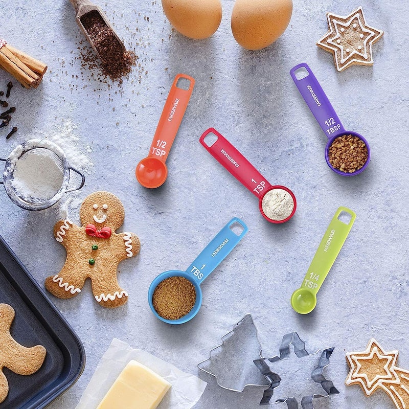 Farberware Set of 5 Measuring Spoons, Perfect for Measuring Both Wet and Dry Indgredients, Includes Detachable Ring for Optimal Storage and Organization, Dishwasher Safe, Assorted - Image 3