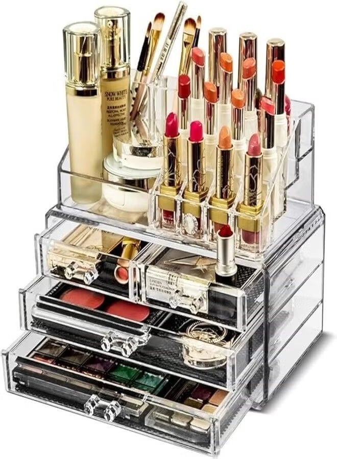 Shein Clear Makeup & Jewelry Organizer – 16 Slots with 4 Drawers for Neat and Easy Storage - Image 1