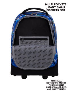 Wires 3 Piece Kids School Trolley Bag laptop compartment Big Wheels With Lunch bag & Pencil Case  - Image 3