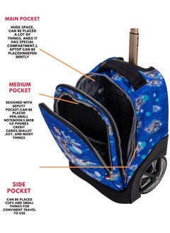 Wires 3 Piece Kids School Trolley Bag laptop compartment Big Wheels With Lunch bag & Pencil Case  - Image 4