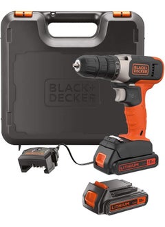 BLACK+DECKER 18V 1.5Ah Li Ion Cordless Electric Compact Drill Driver With 2 Batteries Inch Kitbox For Wood Drilling And Screwdriving Fastening Orange Black Bcd001C2K Gb  - Image 1
